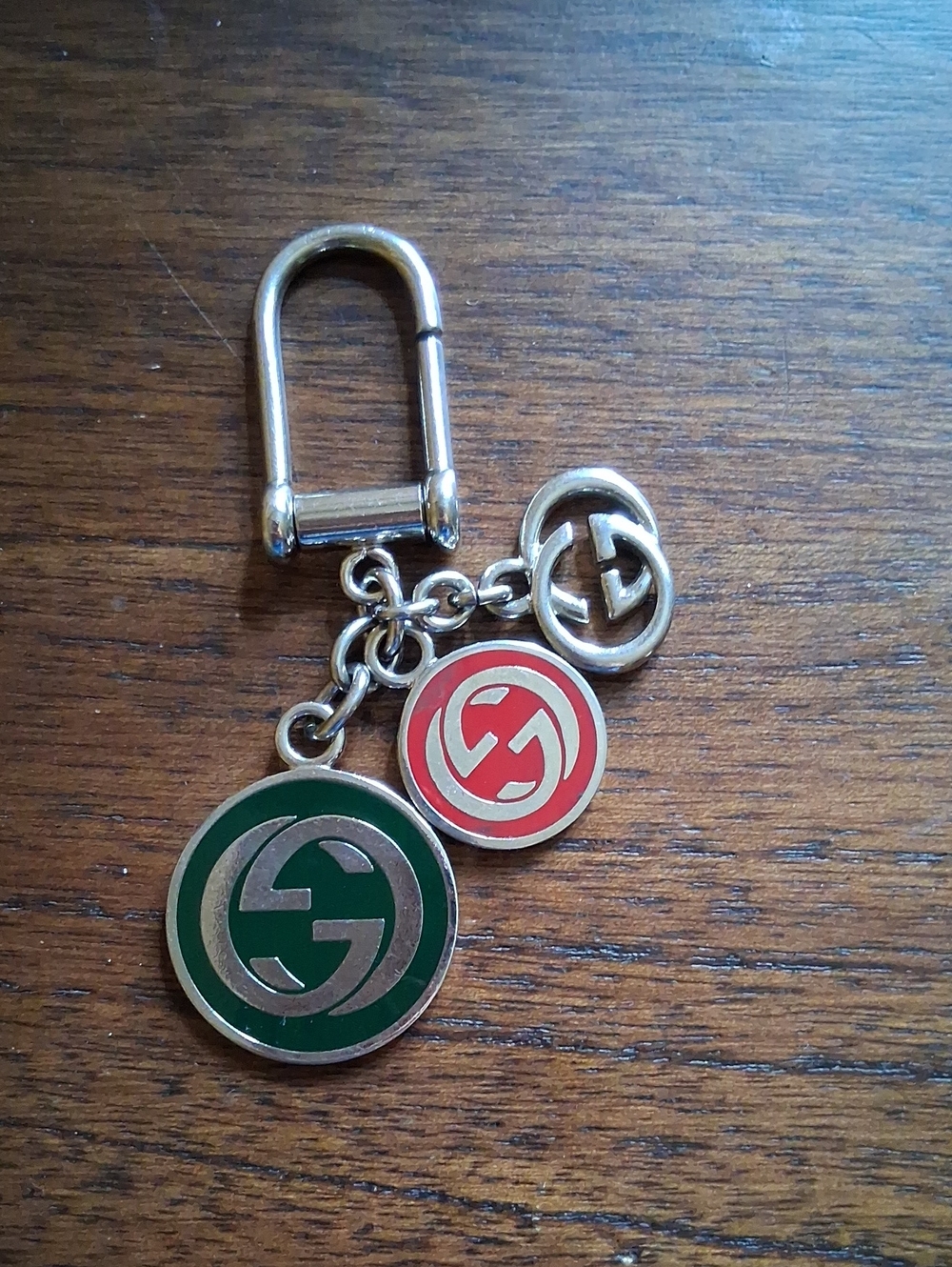 Gucci Green and Red Logo Keychain